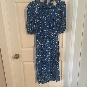 Guy Laroche blue floral midi dress